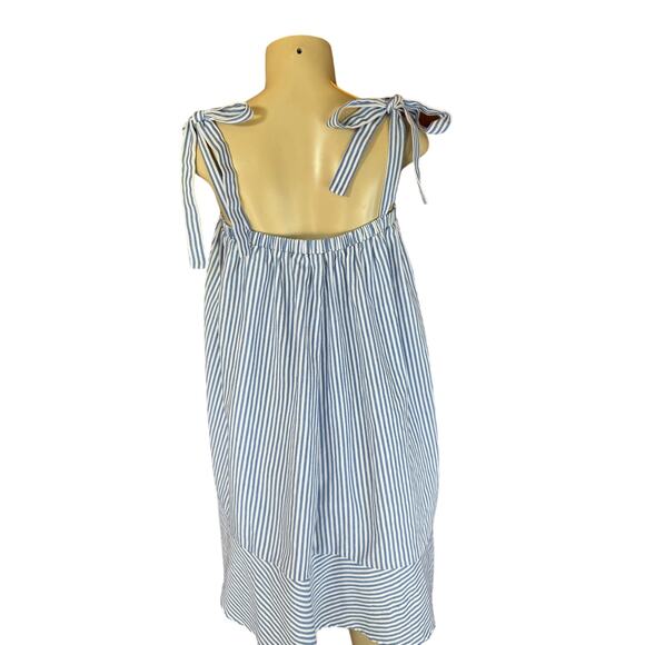 English Factory Amelia Stripe Tie Cotton Dress Blue Beachy Vacation Size Medium - Picture 2 of 5